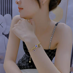 Vintage evil eye charm stainless steel bracelet