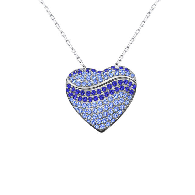 Delicate color cubic zircon pave setting locket heart stainless steel engrave necklace