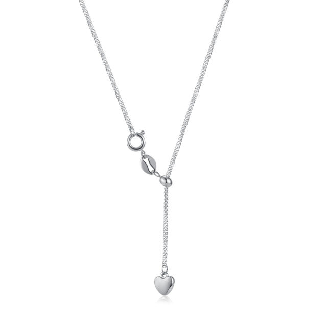 Korean fashion heart charm stainless steel lariat necklace