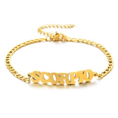 Classic zodiac series figaro chain stainless steel bracelet