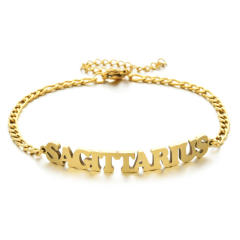 Classic zodiac series figaro chain stainless steel bracelet