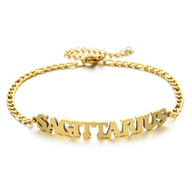 Classic zodiac series figaro chain stainless steel bracelet