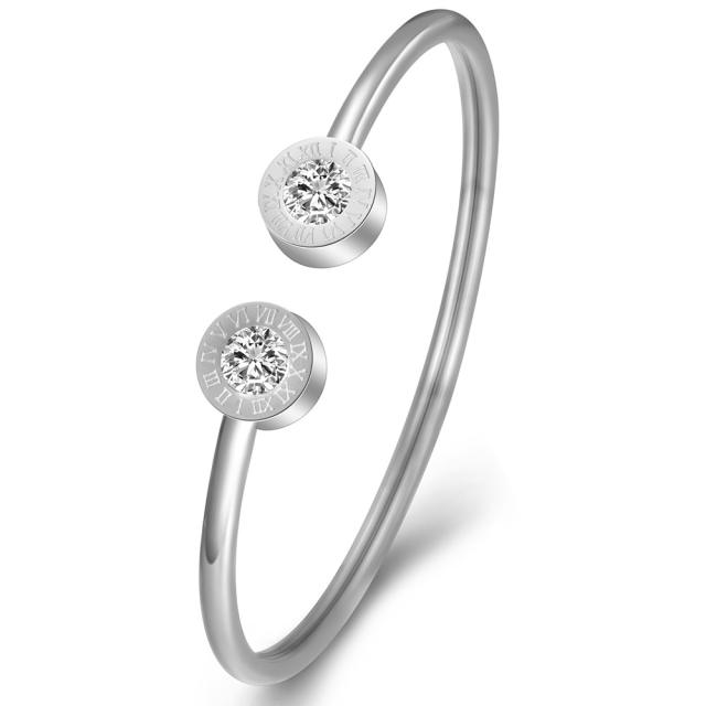 Wish hot sale birthstone stainless steel cuff bangle