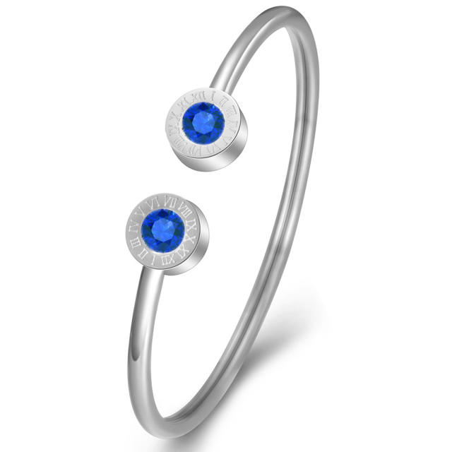 Wish hot sale birthstone stainless steel cuff bangle