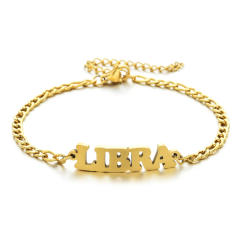 Classic zodiac series figaro chain stainless steel bracelet