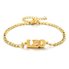 Classic zodiac series figaro chain stainless steel bracelet