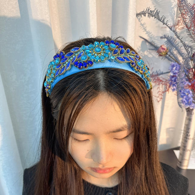 Vintage baroque color glass crystal headband