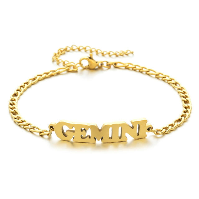 Classic zodiac series figaro chain stainless steel bracelet