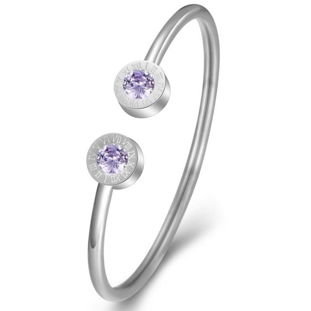 Wish hot sale birthstone stainless steel cuff bangle