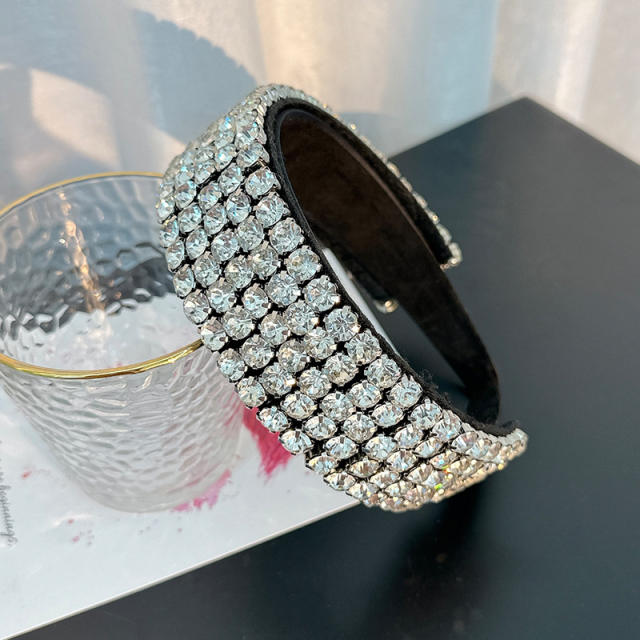 Luxury handmade pave setting color glass crystal vintage headband