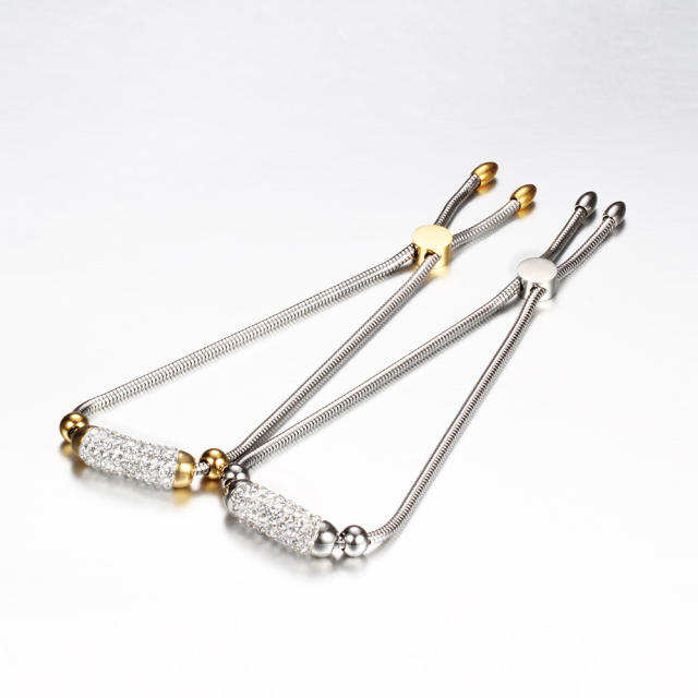 Personality diamond snake chain stainless steel slide bracelet