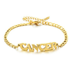 Classic zodiac series figaro chain stainless steel bracelet