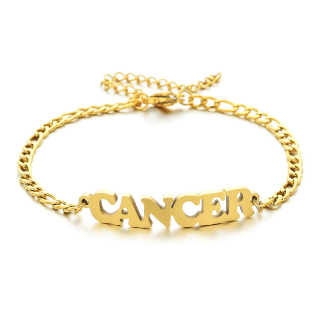 Classic zodiac series figaro chain stainless steel bracelet