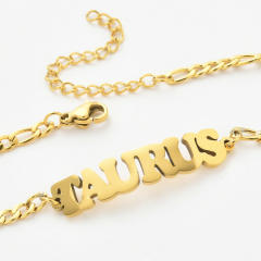 Classic zodiac series figaro chain stainless steel bracelet