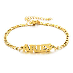 Classic zodiac series figaro chain stainless steel bracelet