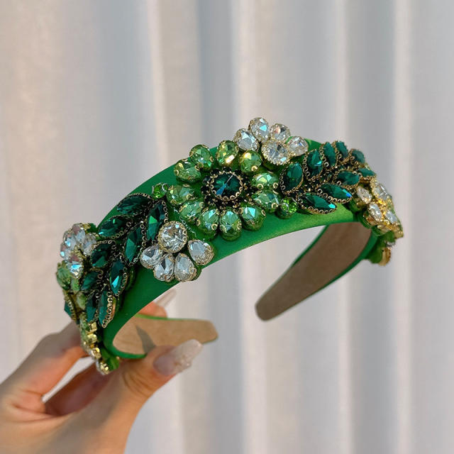 Vintage baroque color glass crystal headband