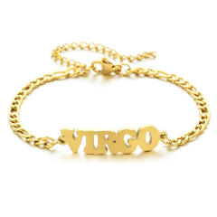 Classic zodiac series figaro chain stainless steel bracelet