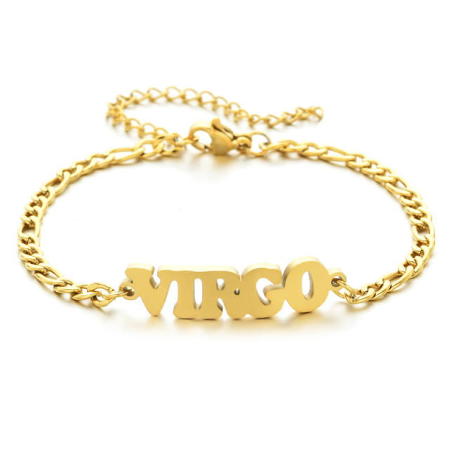 Classic zodiac series figaro chain stainless steel bracelet