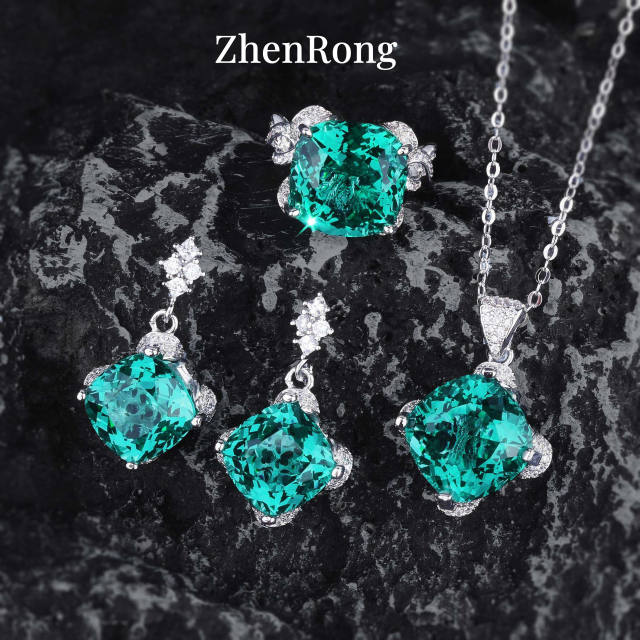 15 carat color cubic zircon copper material necklace set