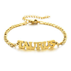 Classic zodiac series figaro chain stainless steel bracelet