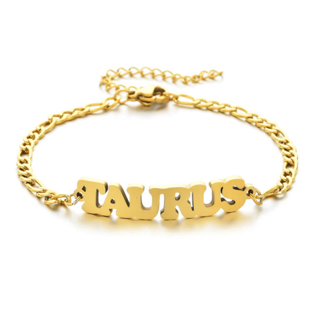Classic zodiac series figaro chain stainless steel bracelet