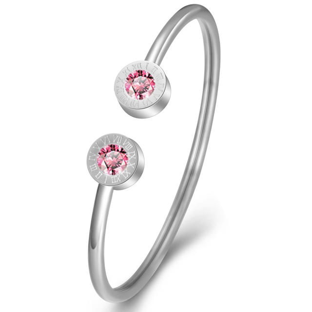 Wish hot sale birthstone stainless steel cuff bangle