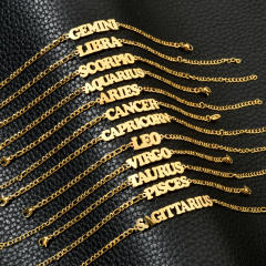 Classic zodiac series figaro chain stainless steel bracelet