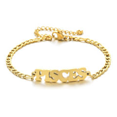 Classic zodiac series figaro chain stainless steel bracelet