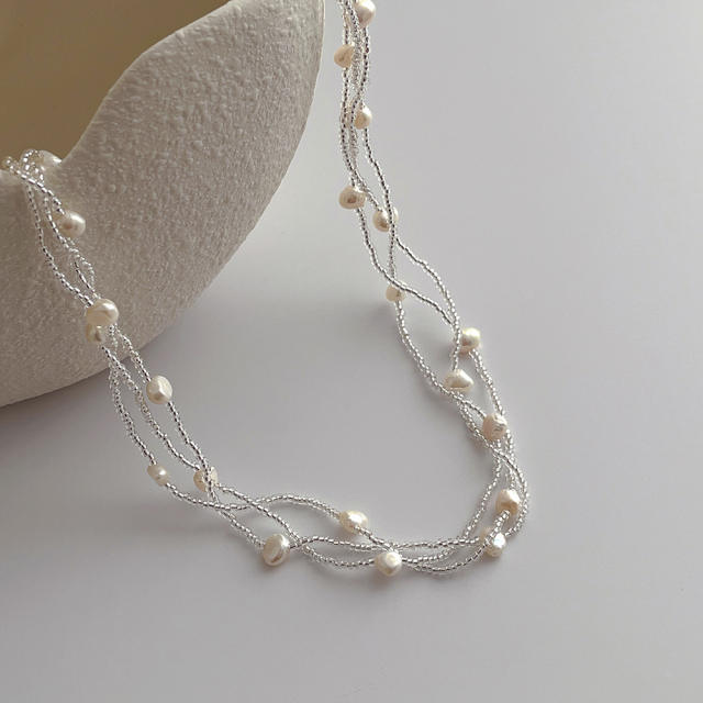 Concise elegant water pearl necklace