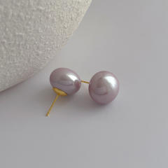 French trend elegant gray color pearl studs earrings