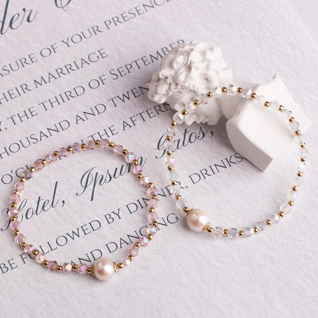 Korean fashion water pearl crystal bead bracelet