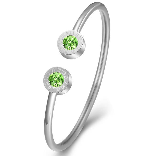Wish hot sale birthstone stainless steel cuff bangle