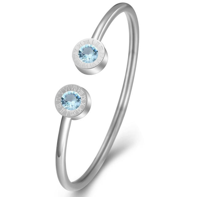 Wish hot sale birthstone stainless steel cuff bangle