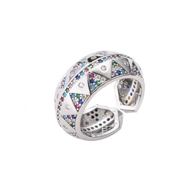 Delicate rainbow cubic zircon diamond chunky rings