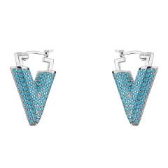 Luxury pave setting cubic zircon colorful V shape earrings