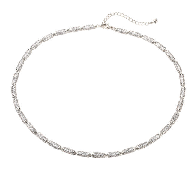 Delicate pave setting cubic zircon diamond copper necklace set