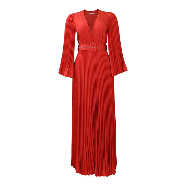 Plain color v neck maxi dress