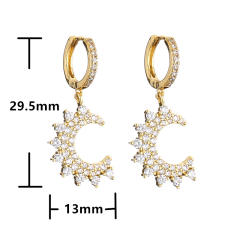 Elegant cubic zircon diamond moon stainless steel figaro chain necklace set