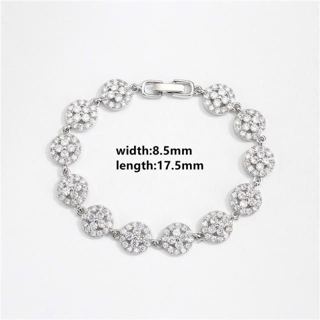 Delicate cubic zircon setting diamond copper tennis bracelet