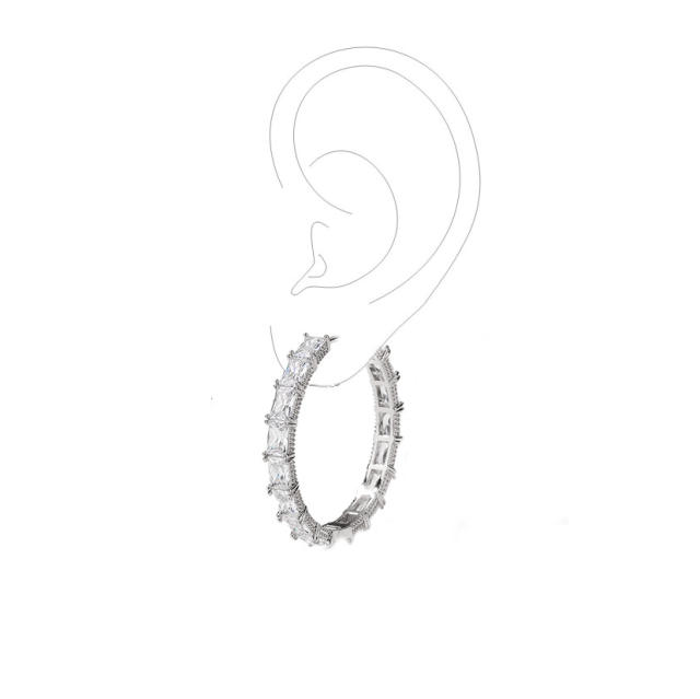 Delicate cubic zircon diamond copper hoop earrings