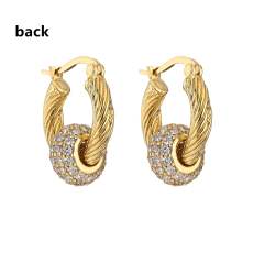 Delicate pave setting cubic zircon ball copper huggie earrings