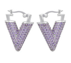 Luxury pave setting cubic zircon colorful V shape earrings