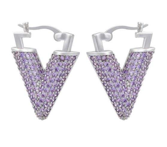 Luxury pave setting cubic zircon colorful V shape earrings