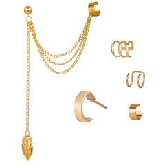 Creative personality leaf alloy ear cuff set
