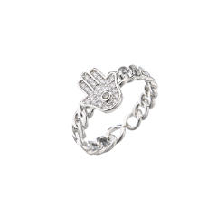 Delicate cubic zircon evil eye hasma copper rings