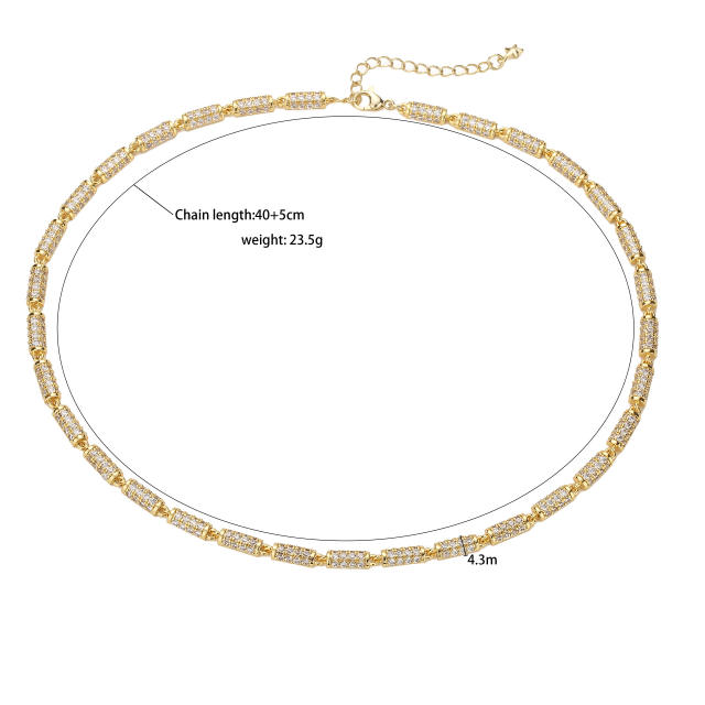 Delicate pave setting cubic zircon diamond copper necklace set