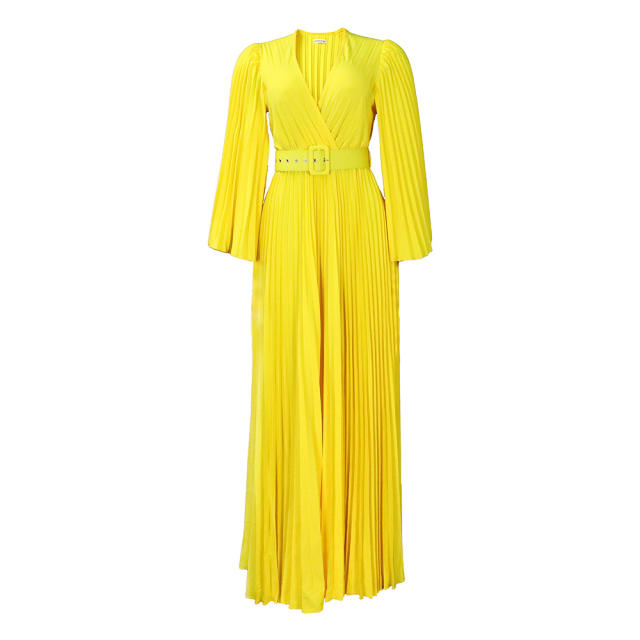 Plain color v neck maxi dress