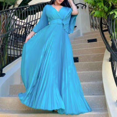 Plain color v neck maxi dress