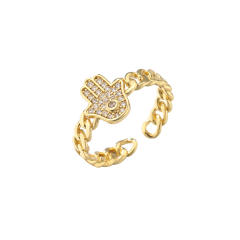 Delicate cubic zircon evil eye hasma copper rings