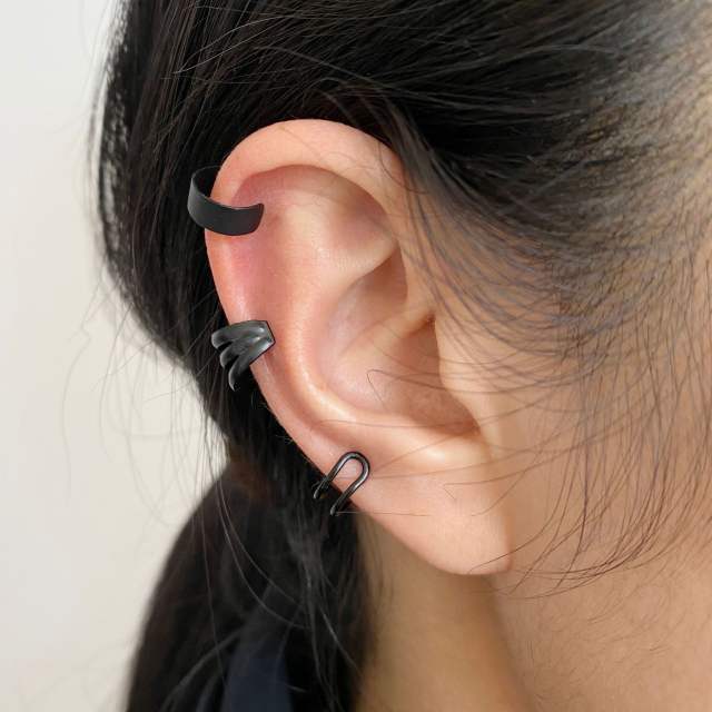 Creative personality leaf alloy ear cuff set